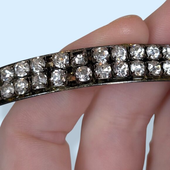 (2/$20) V. Dark Rhinestone Bangle Bracelet - Picture 4 of 5